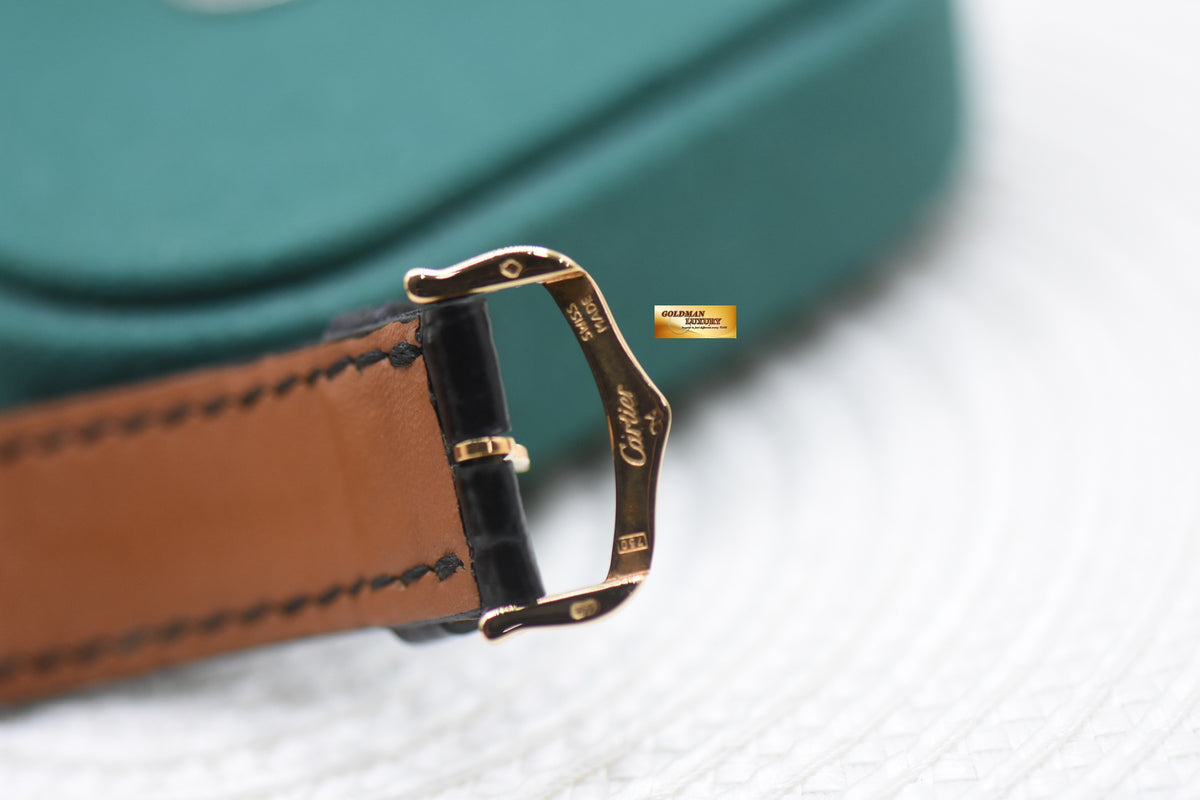 CARTIER TANK AMERICAINE LARGE PRE CPCP 18K YELLOW GOLD IN LEATHER STRAP MANUAL WINDING 1735/1 (MINT)