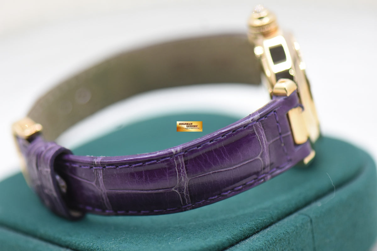 CARTIER PASHA CLASSIQUE DIAMOND GRID 32mm LADIES YELLOW GOLD IN LEATHER STRAP AUTOMATIC WJ101356 (MINT)