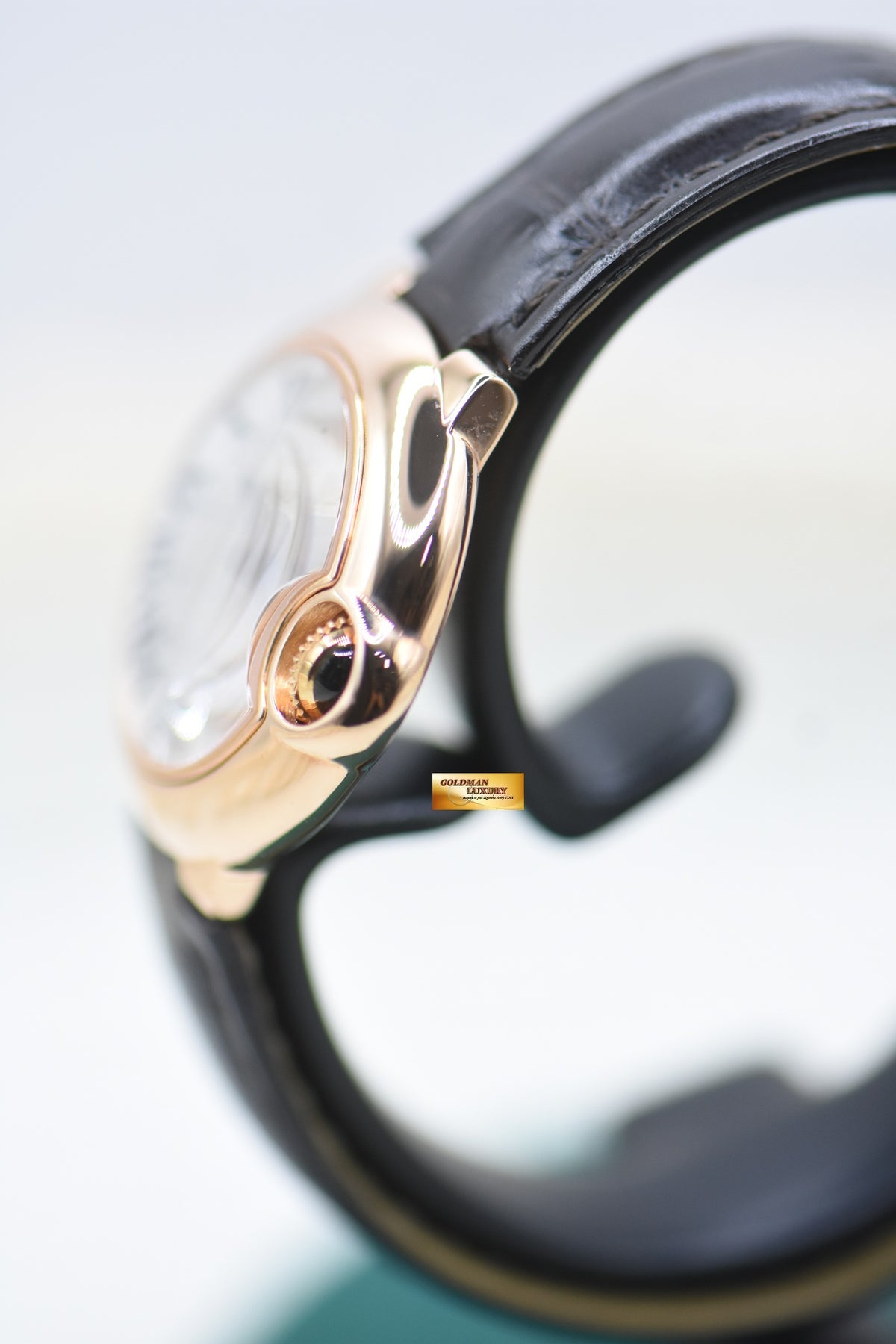 CARTIER BALLON BLEU 28mm ROSE GOLD IN LEATHER STRAP QUARTZ W6900256 (MINT)