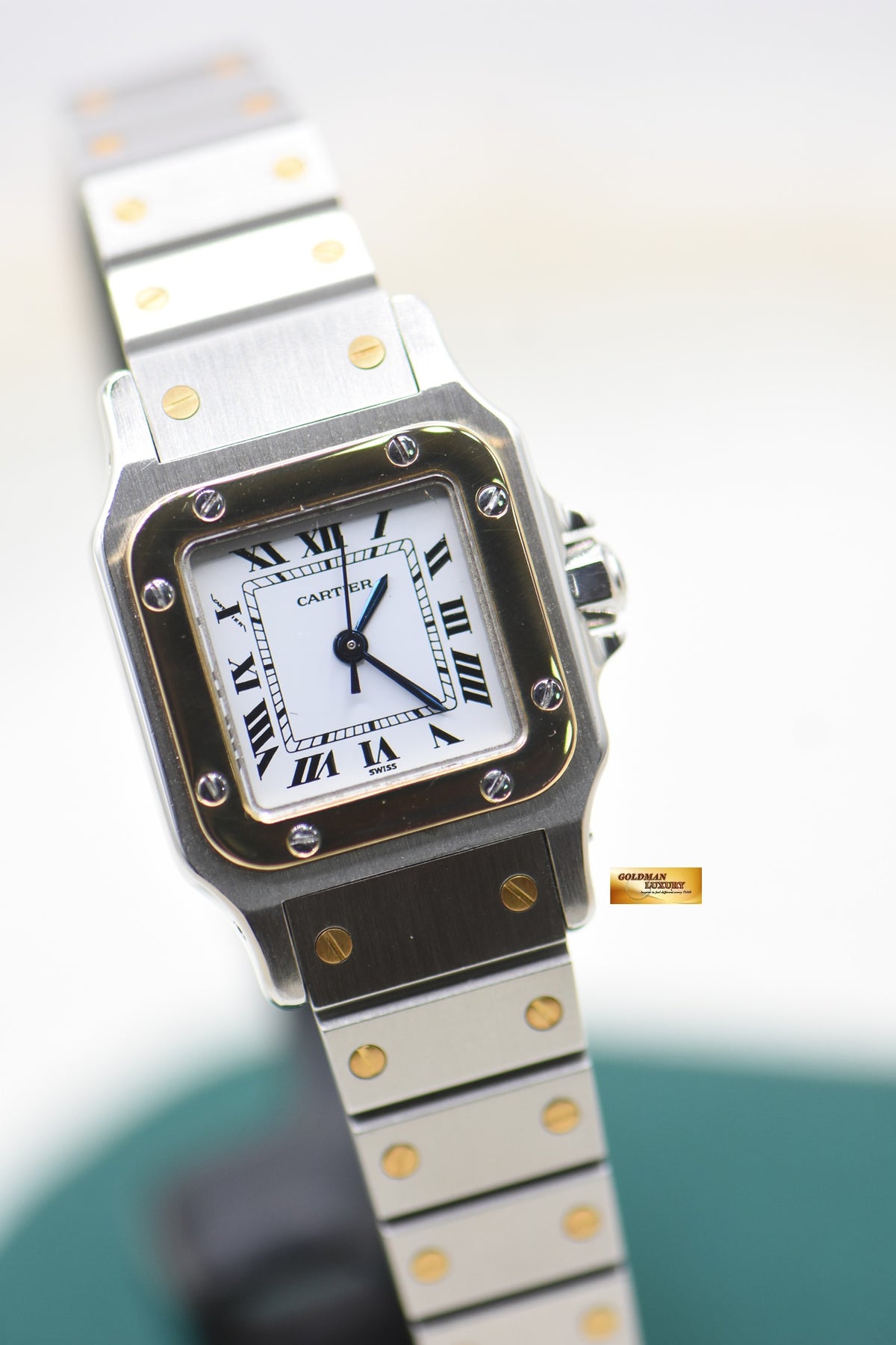CARTIER SANTOS CARREE 24mm LADIES HALF-GOLD IN BRACELET AUTOMATIC 902 (MINT)