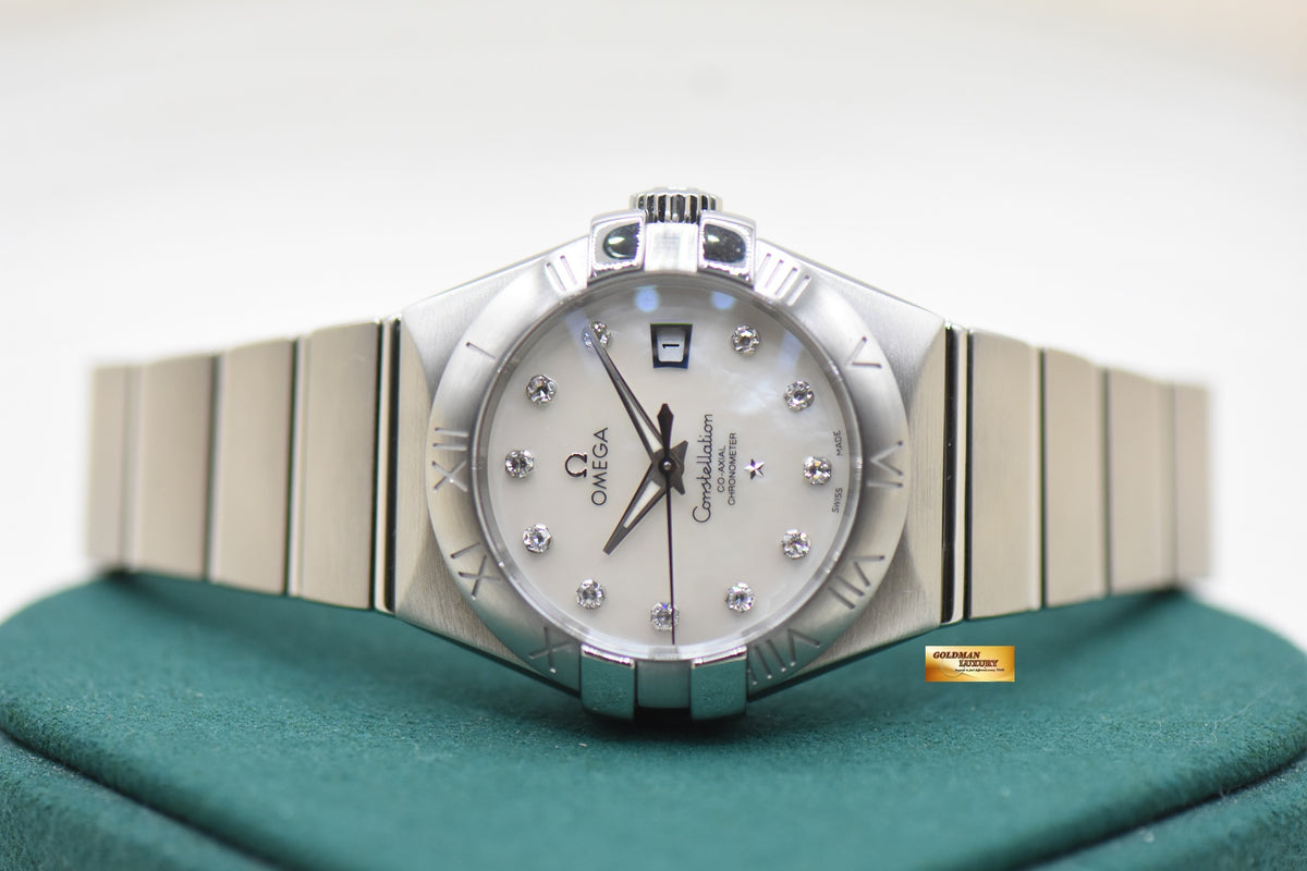 OMEGA CONSTELLATION 31mm STEEL MOP DIAMOND DIAL AUTOMATIC 123.10.31.20.55.001 (MINT)