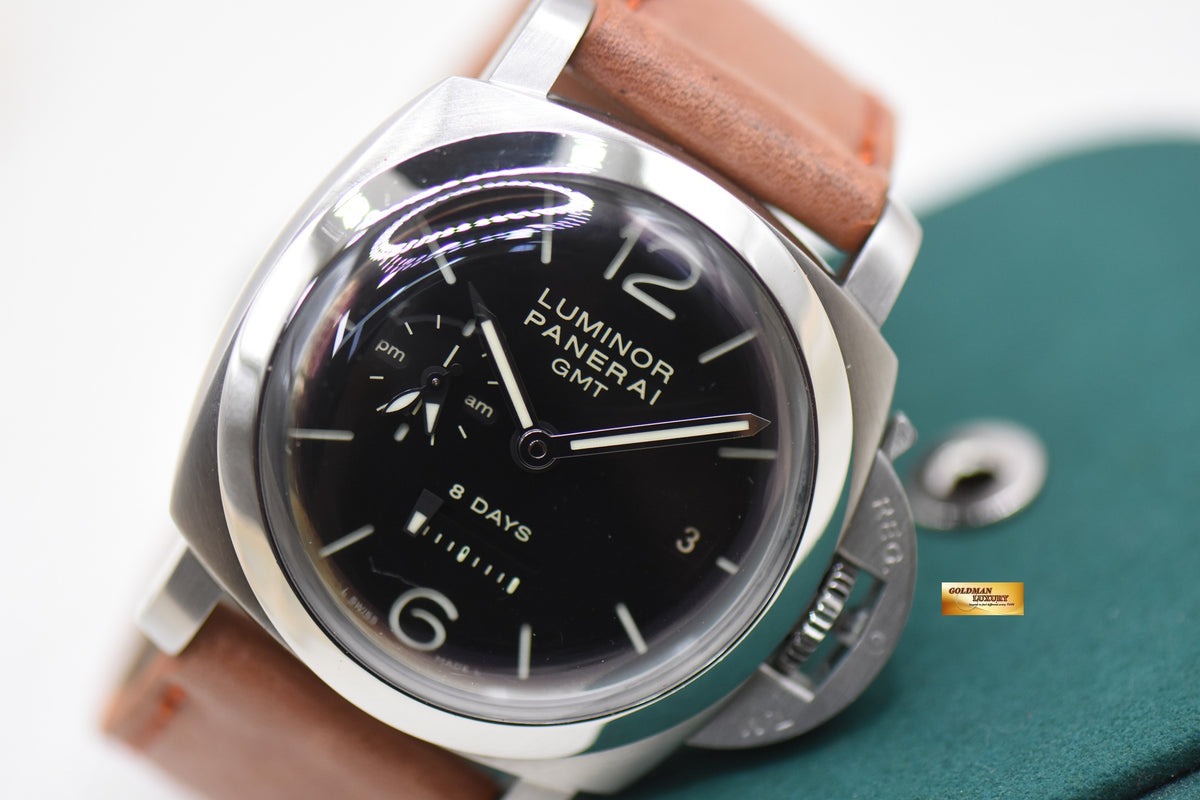 PANERAI LUMINOR GMT 1950 8 DAYS POWER RESERVE am/pm DIAL MANUAL WINDING PAM 233 (MINT)