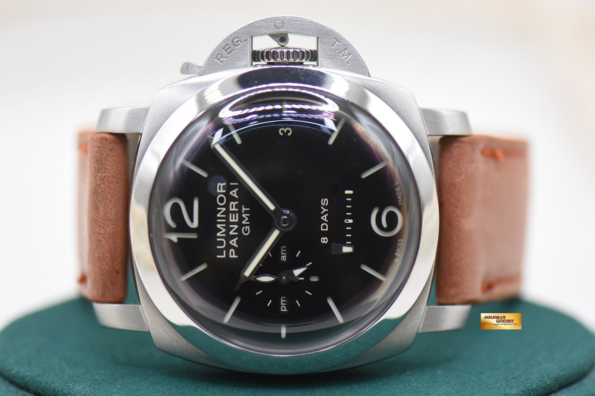 PANERAI LUMINOR GMT 1950 8 DAYS POWER RESERVE am/pm DIAL MANUAL WINDING PAM 233 (MINT)