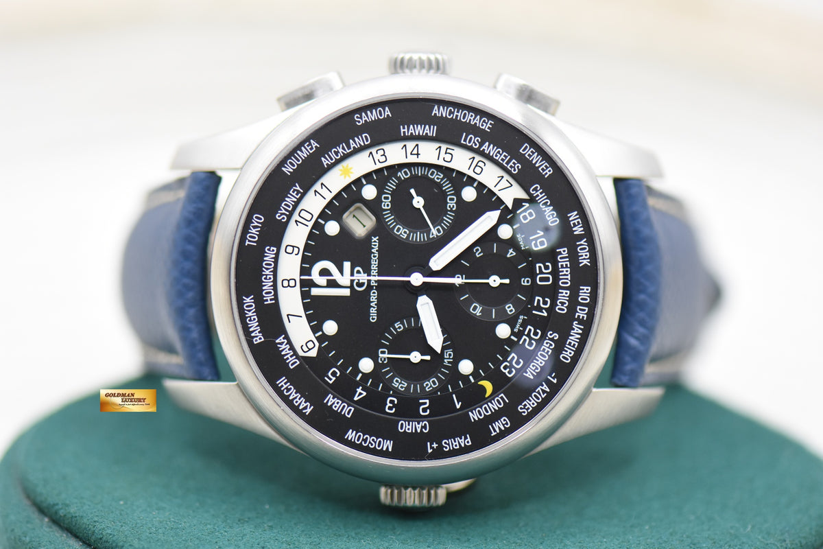 GIRARD PERREGAUX WW.TC 43mm FINANCIAL CHRONOGRAPH STEEL IN LEATHER AUTOMATIC 49805 (MINT)