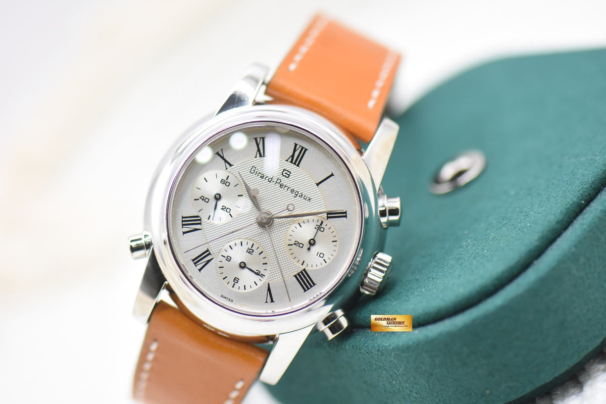 GIRARD PERREGAUX CHRONOGRAPH RATTRAPANTE 38mm PLATINUM IN LEATHER AUTOMATIC 9010 (MINT)