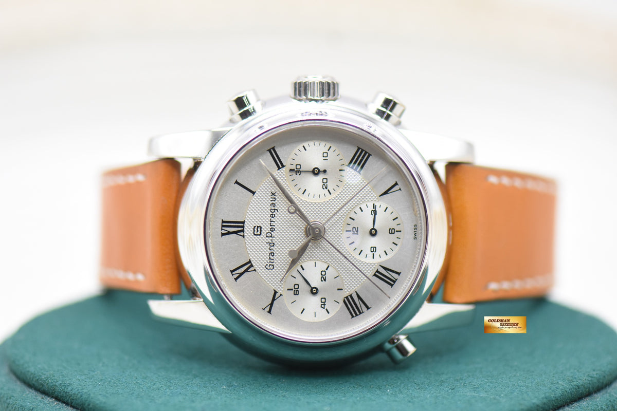 GIRARD PERREGAUX CHRONOGRAPH RATTRAPANTE 38mm PLATINUM IN LEATHER AUTOMATIC 9010 (MINT)
