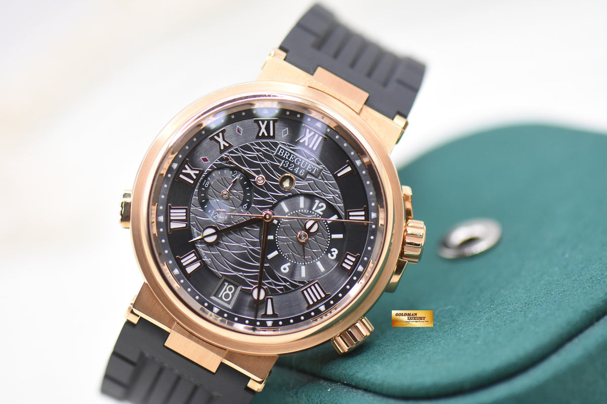 BREGUET MARINE ALARME MUSICALE GMT 40mm ROSE GOLD IN RUBBER STRAP AUTOMATIC 5547BR (LNIB)