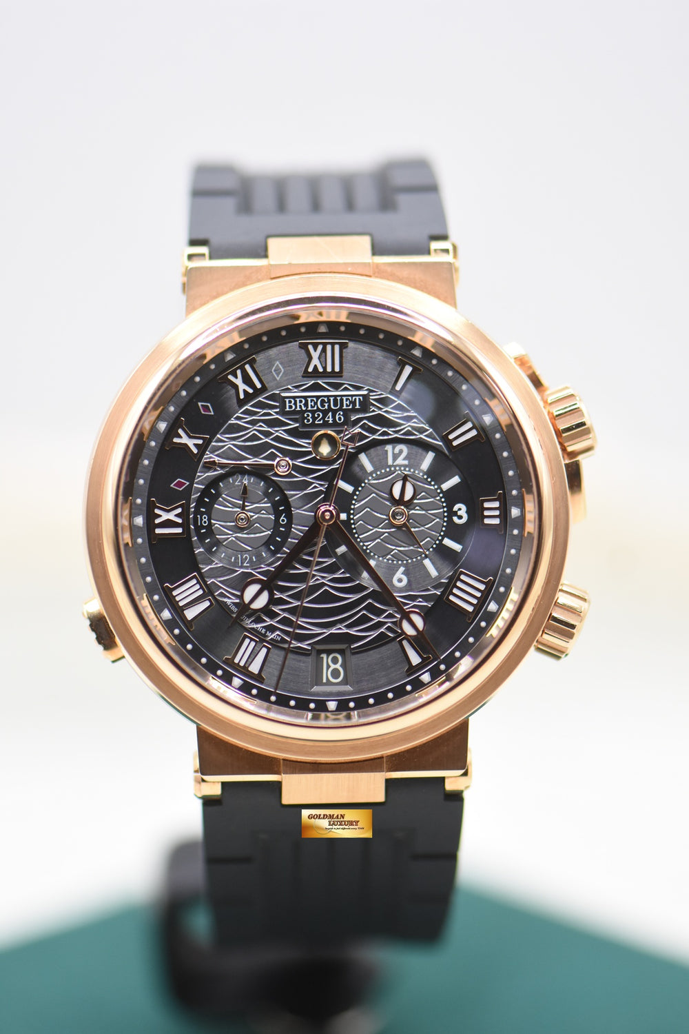 BREGUET MARINE ALARME MUSICALE GMT 40mm ROSE GOLD IN RUBBER STRAP AUTOMATIC 5547BR (LNIB)
