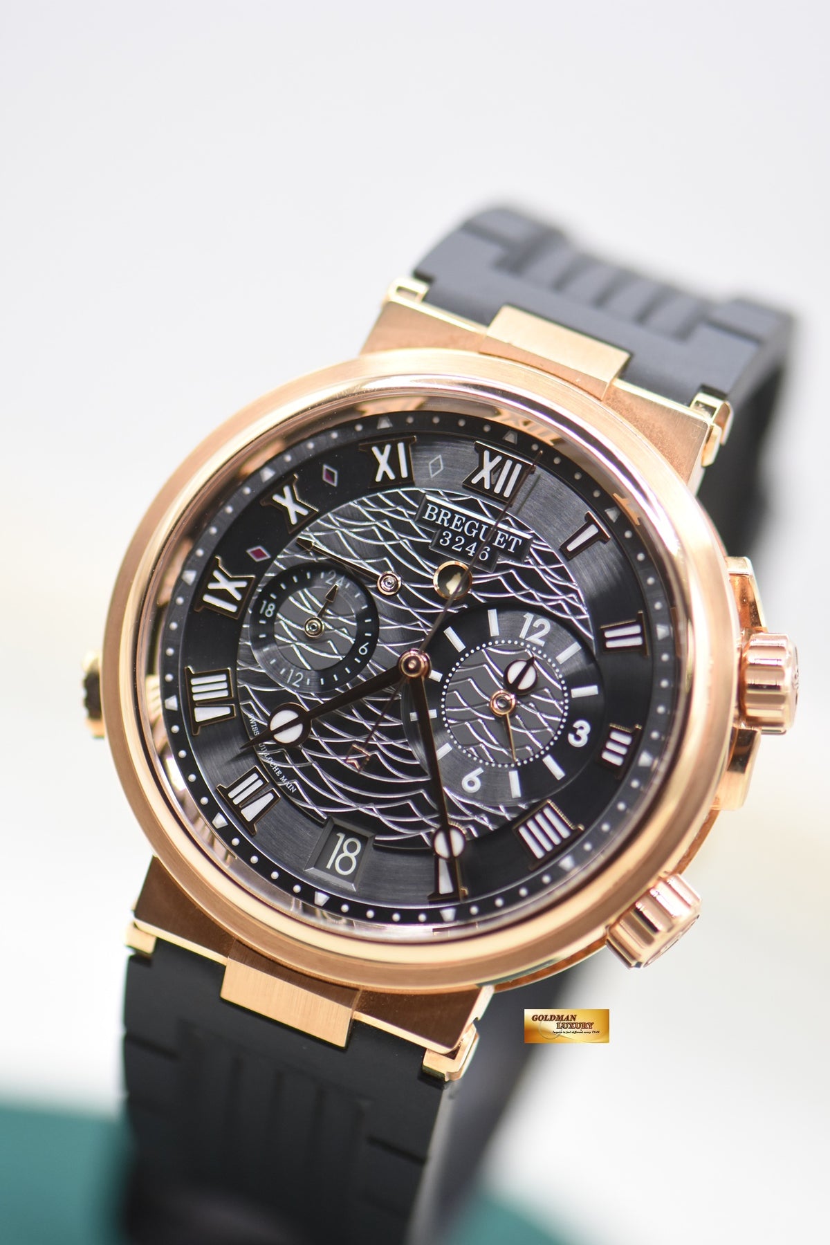BREGUET MARINE ALARME MUSICALE GMT 40mm ROSE GOLD IN RUBBER STRAP AUTOMATIC 5547BR (LNIB)