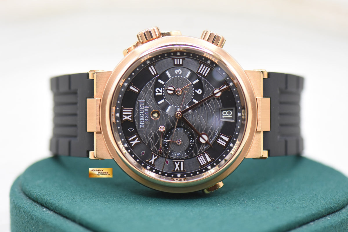BREGUET MARINE ALARME MUSICALE GMT 40mm ROSE GOLD IN RUBBER STRAP AUTOMATIC 5547BR (LNIB)