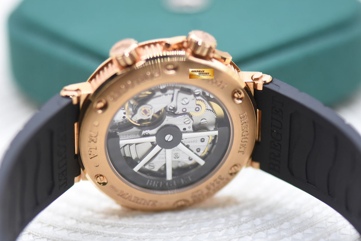 BREGUET MARINE ALARME MUSICALE GMT 40mm ROSE GOLD IN RUBBER STRAP AUTOMATIC 5547BR (LNIB)
