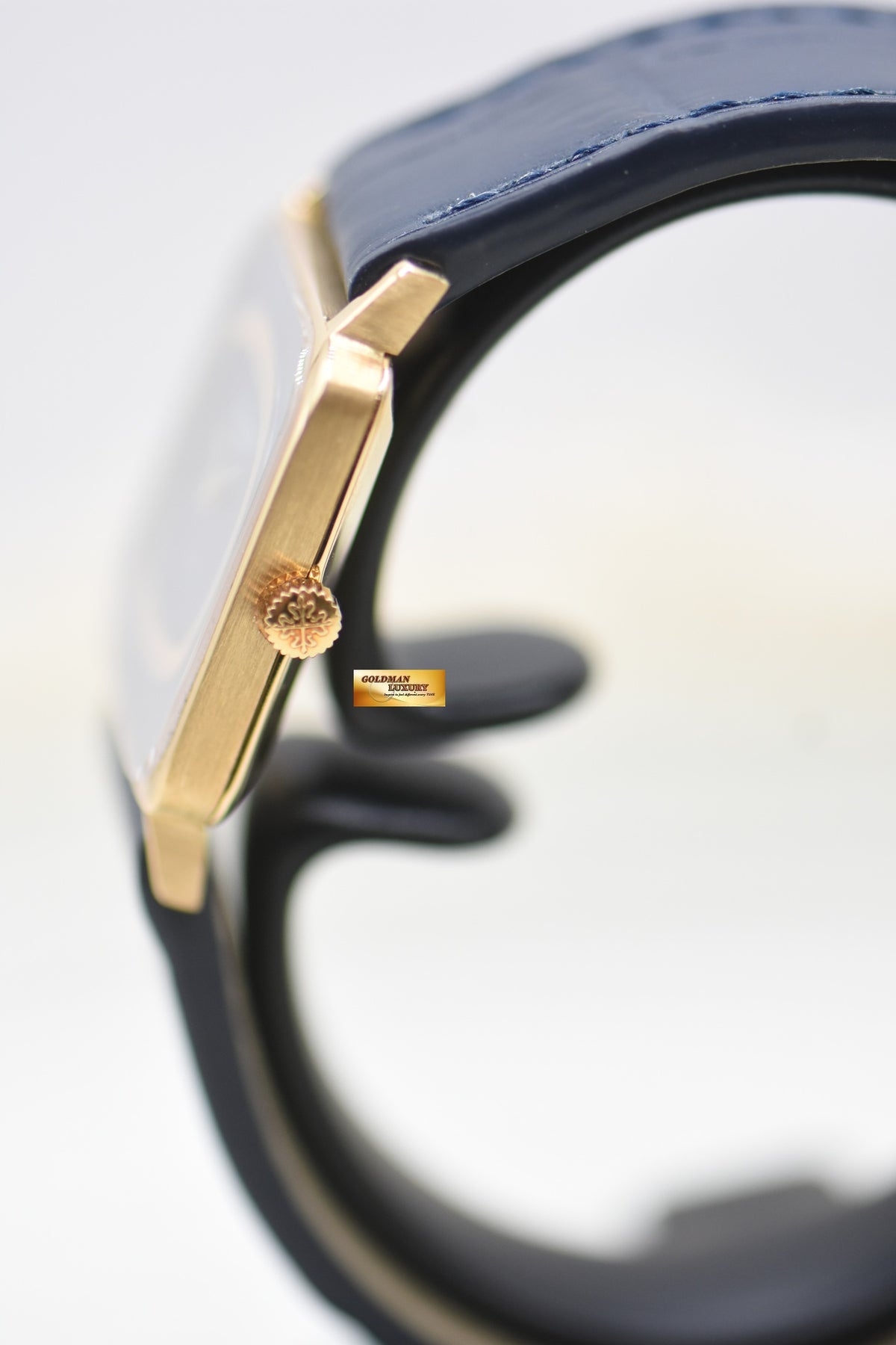 PATEK PHILIPPE GUBELIN SIGNED VINTAGE 25mm YELLOW GOLD IN LEATHER STRAP BLUE DIAL MANUAL WINDING 4183 (VINTAGE)