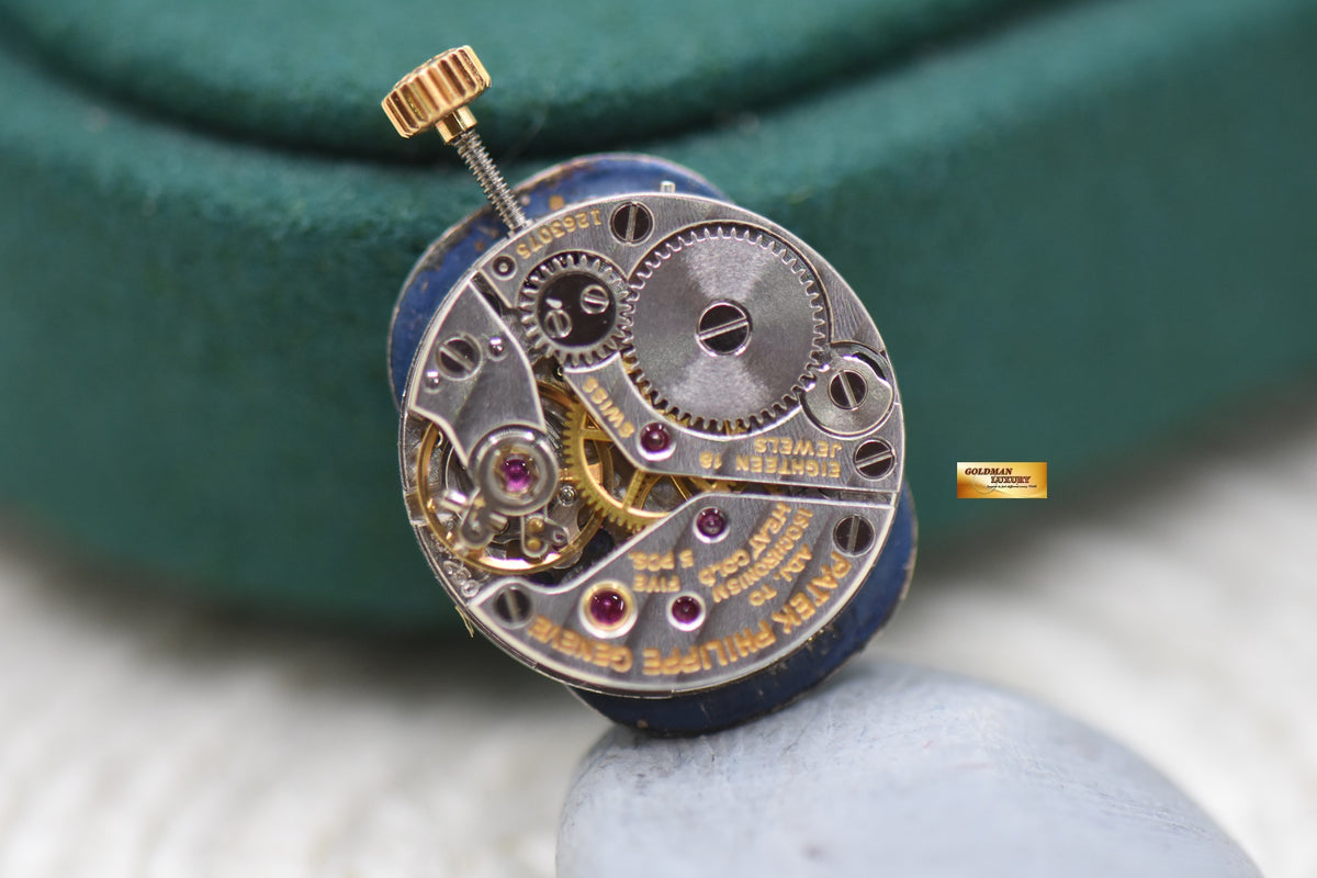 PATEK PHILIPPE GUBELIN SIGNED VINTAGE 25mm YELLOW GOLD IN LEATHER STRAP BLUE DIAL MANUAL WINDING 4183 (VINTAGE)