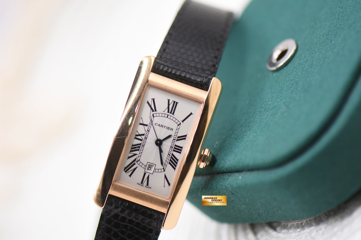 CARTIER TANK AMERICAINE MIDSIZE 18K ROSE GOLD AUTOMATIC W2620030 (MINT)