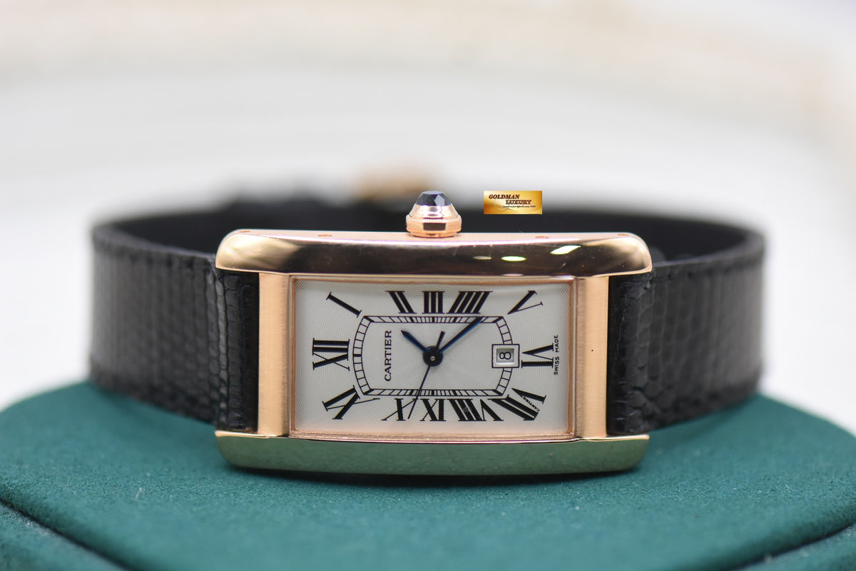 CARTIER TANK AMERICAINE MIDSIZE 18K ROSE GOLD AUTOMATIC W2620030 (MINT)