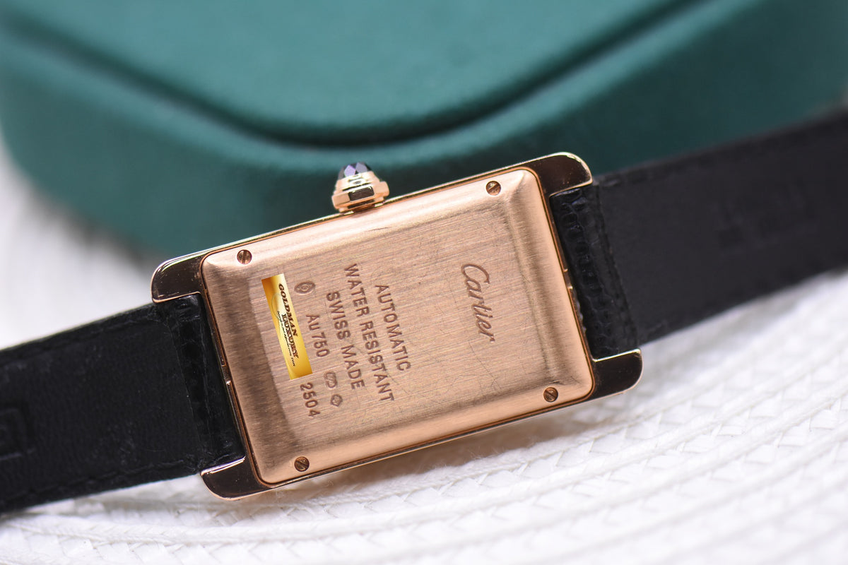 CARTIER TANK AMERICAINE MIDSIZE 18K ROSE GOLD AUTOMATIC W2620030 (MINT)