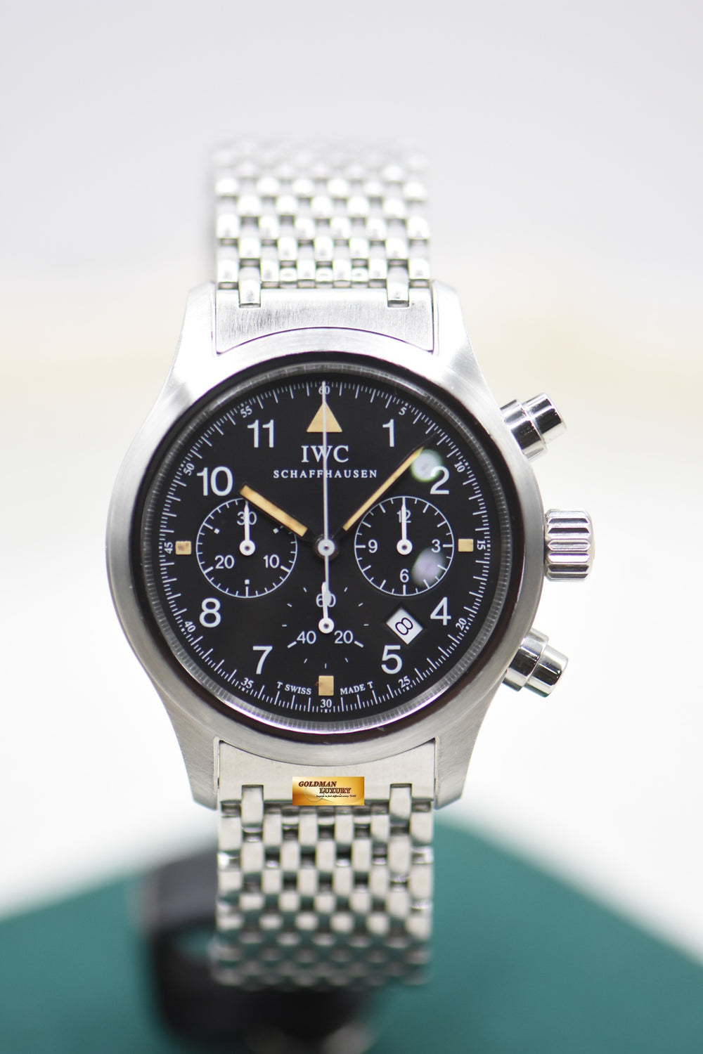 IWC FLIEGERCHRONOGRAPH 36mm STEEL IN MESH BRACELET MECA-QUARTZ IW3741 (MINT)