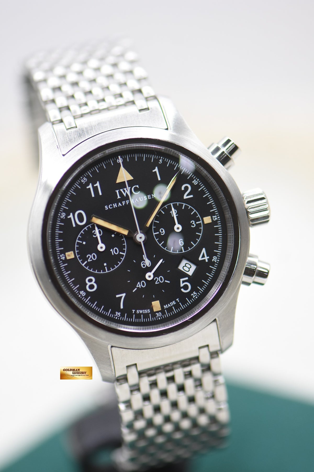 IWC FLIEGERCHRONOGRAPH 36mm STEEL IN MESH BRACELET MECA-QUARTZ IW3741 (MINT)