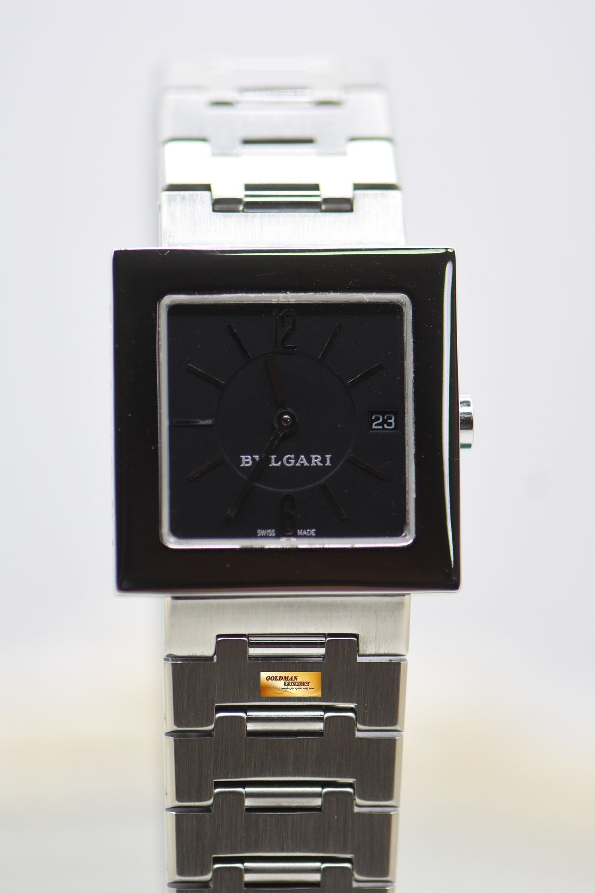 BVLGARI QUADRATO SQUARE STEEL BRACELET QUARTZ SQ22SS (MINT)