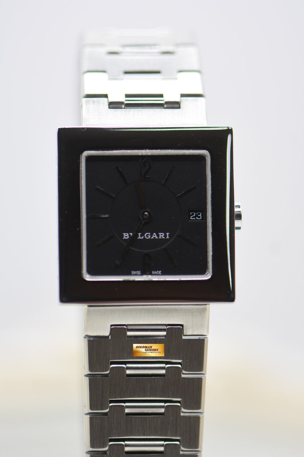 BVLGARI QUADRATO SQUARE STEEL BRACELET QUARTZ SQ22SS (MINT)