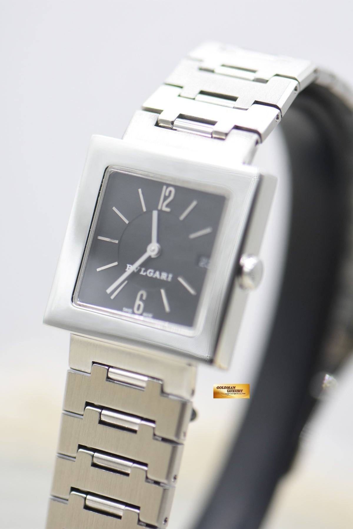 BVLGARI QUADRATO SQUARE STEEL BRACELET QUARTZ SQ22SS (MINT)