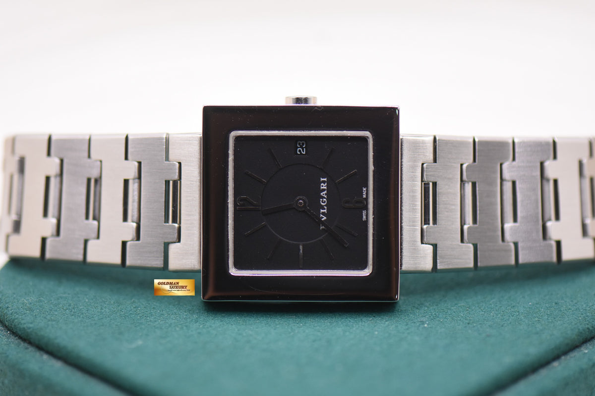 BVLGARI QUADRATO SQUARE STEEL BRACELET QUARTZ SQ22SS (MINT)