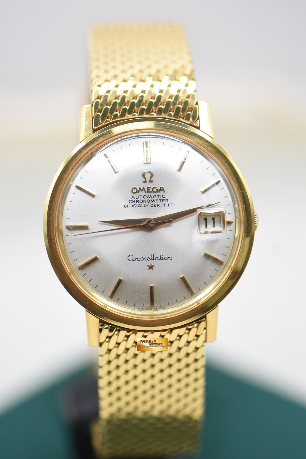 OMEGA CONSTELLATION CHRONOMETER DATE 36mm YELLOW GOLD MILANESE BRACELET AUTOMATIC 168.004 (MINT)