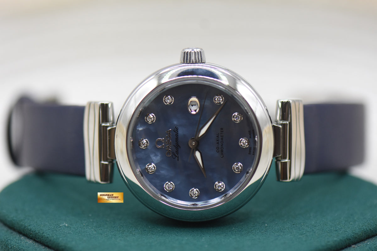 OMEGA DE VILLE LADYMATIC CO-AXIAL 34mm STEEL MOP DIAMOND DIAL AUTOMATIC 425.32.34.20.57.003 (MINT)