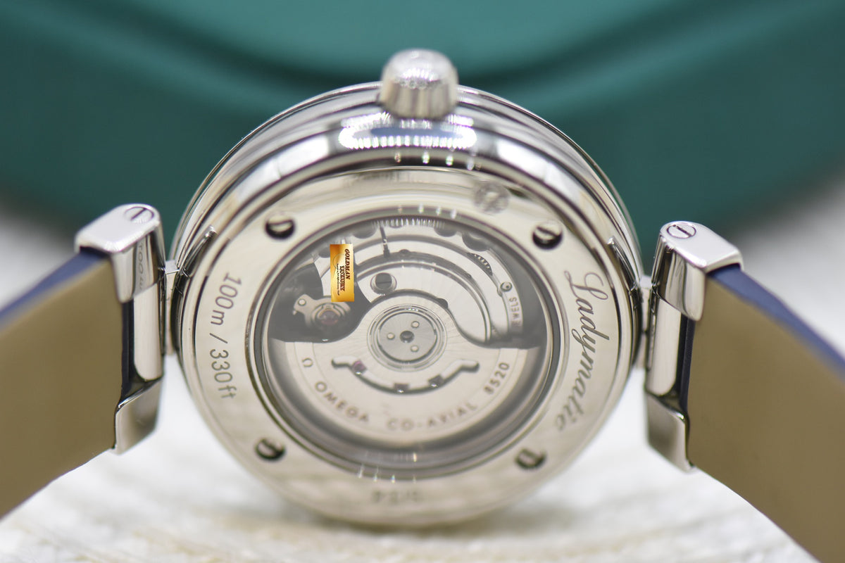 OMEGA DE VILLE LADYMATIC CO-AXIAL 34mm STEEL MOP DIAMOND DIAL AUTOMATIC 425.32.34.20.57.003 (MINT)
