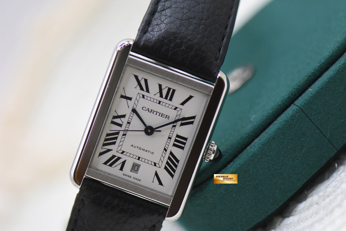 CARTIER TANK SOLO XL STEEL IN LEATHER AUTOMATIC WSTA0029 (MINT)