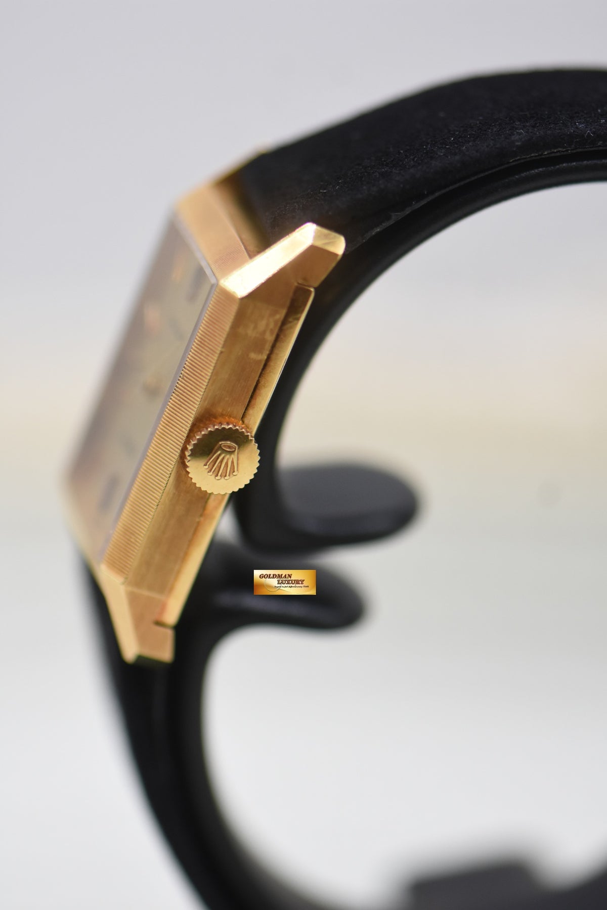 ROLEX ORCHID LADIES 24mm YELLOW GOLD IN LEATHER STRAP MANUAL WINDING 2677 (MINT)