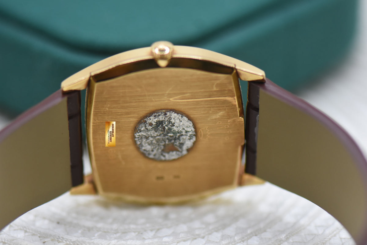 ROLEX CELLINI TONNEAU-SHAPED 32mm YELLOW GOLD IN LEATHER STRAP MANUAL WINDING 3805 (MINT)