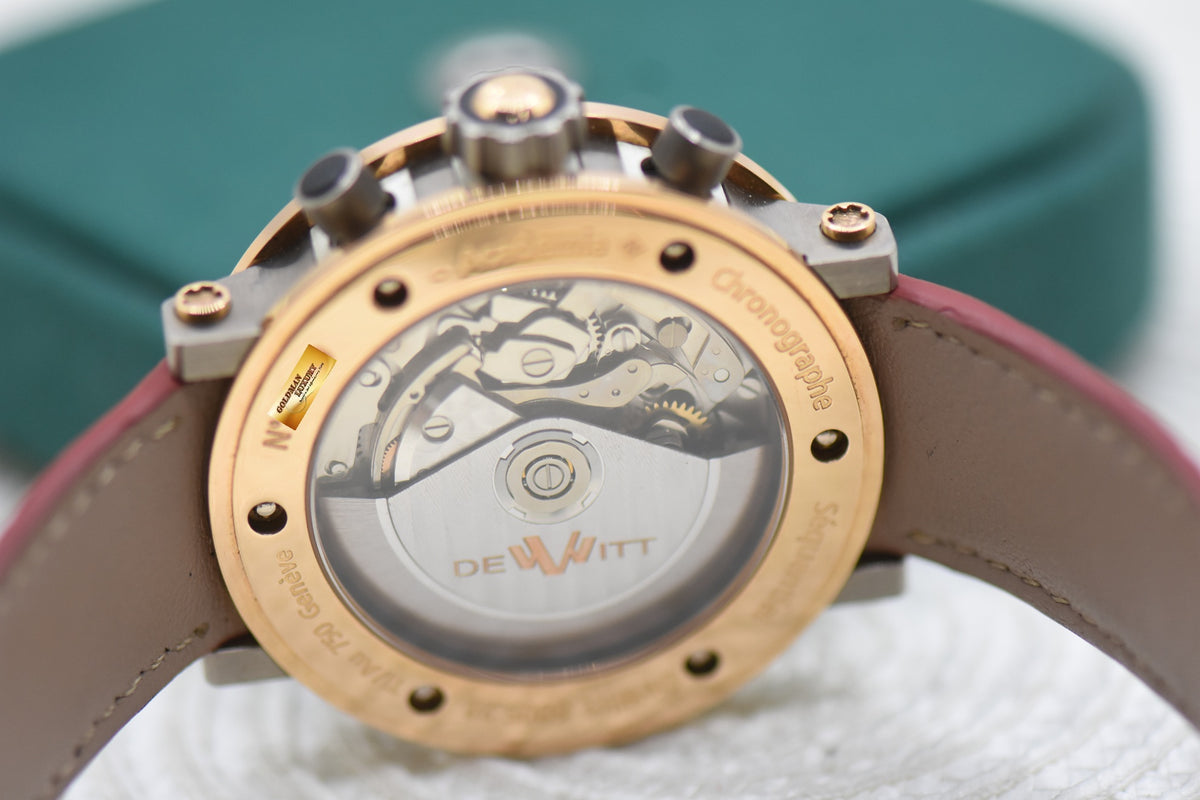 DEWITT ACADEMIA CHRONOGRAPHE SEQUENTIEL 44mm HALF-GOLD AUTOMATIC AC.6005.28B.M500 (MINT)