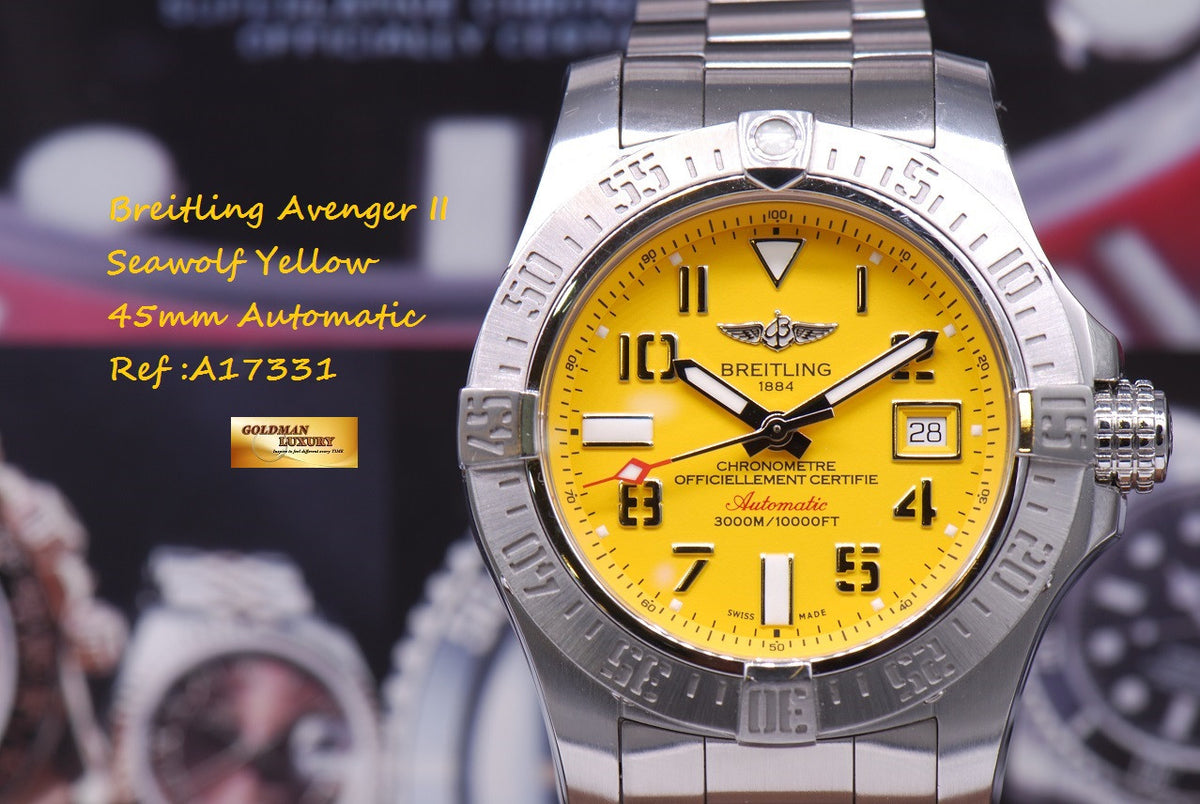 [SOLD] BREITLING AVENGER II SEAWOLF 45mm YELLOW A17331  AUTOMATIC