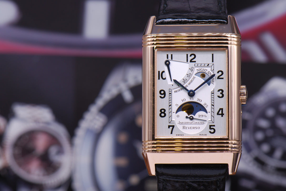 [SOLD] JLC REVERSO DAY NIGHT SUN MOON 18K ROSE GOLD MANUAL (MINT)