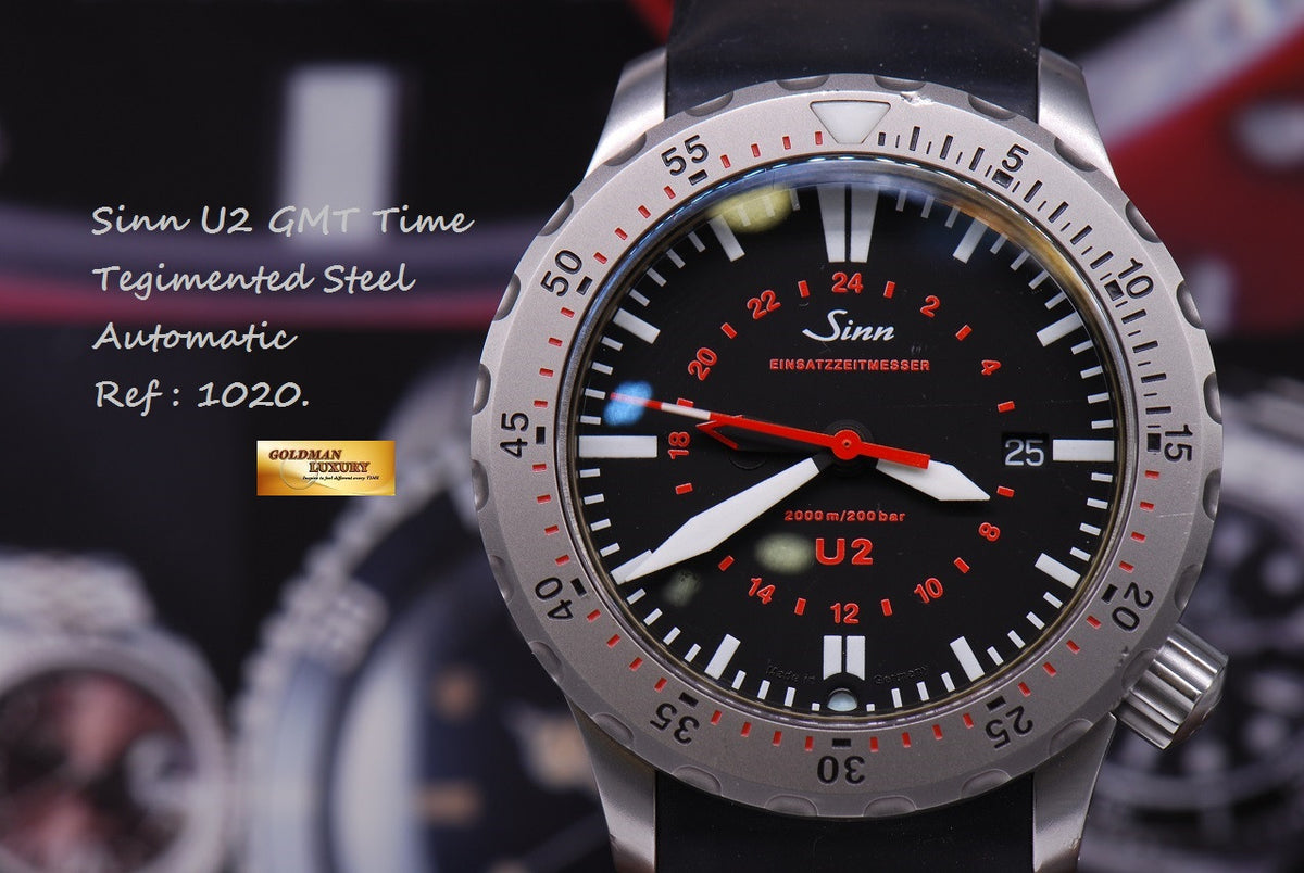 [SOLD] SINN U2 GMT TIME TEGIMENTED STEEL DIVING WATCH AUTOMATIC (NEAR MINT)