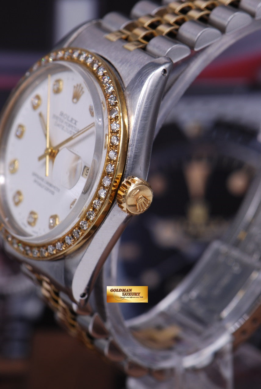 [SOLD] ROLEX OYSTER PERPETUAL DATEJUST DIAMOND BEZEL HALF-GOLD Ref : 16013 (NEAR MINT)