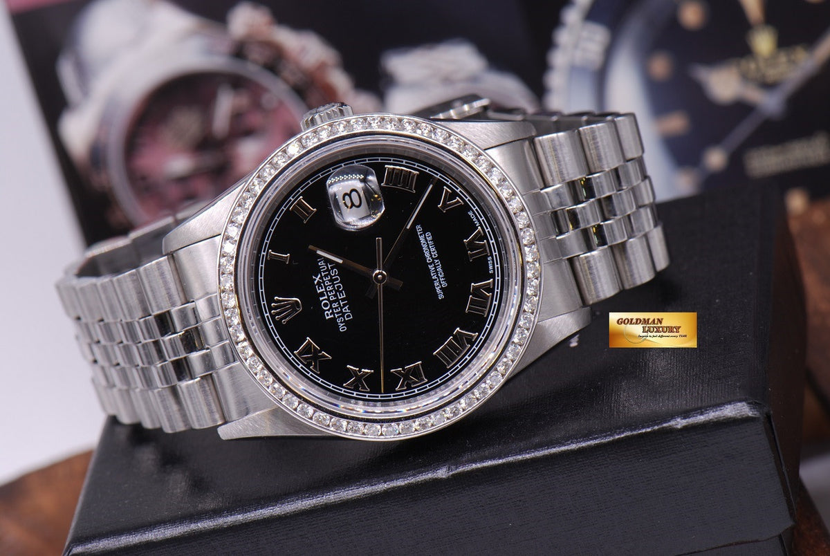 [SOLD] ROLEX OYSTER PERPETUAL DATEJUST DIAMOND BEZEL BLACK Ref : 16234 (NEAR MINT)