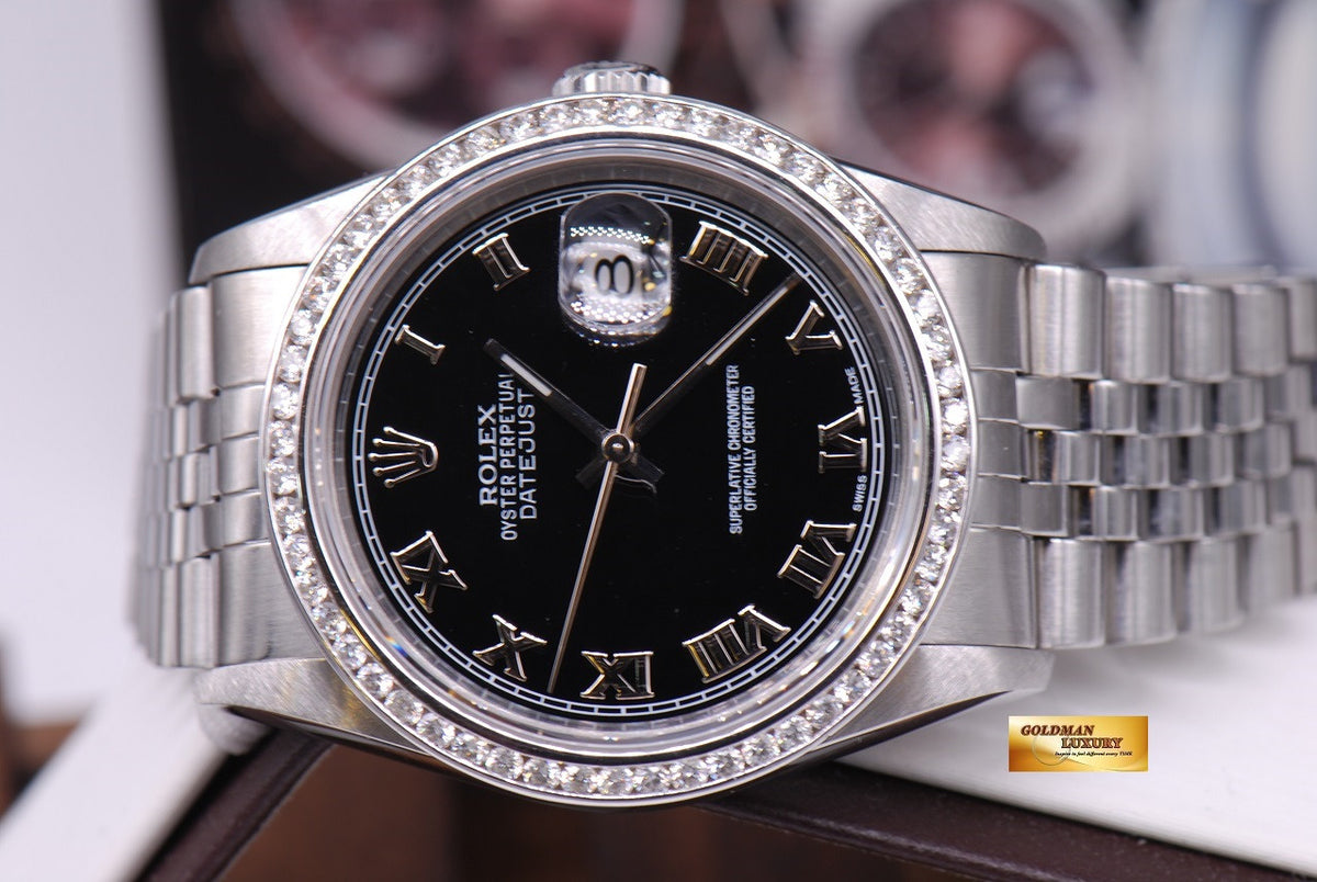[SOLD] ROLEX OYSTER PERPETUAL DATEJUST DIAMOND BEZEL BLACK Ref : 16234 (NEAR MINT)