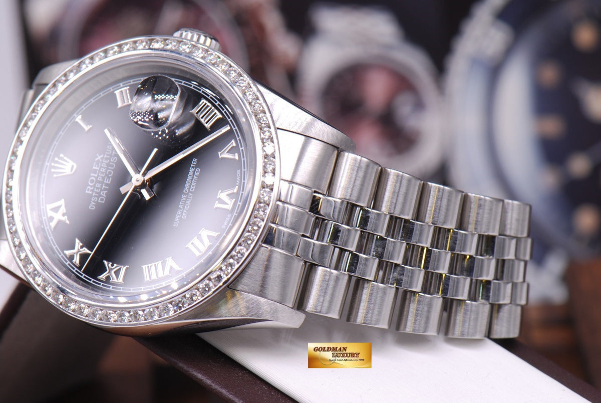 [SOLD] ROLEX OYSTER PERPETUAL DATEJUST DIAMOND BEZEL BLACK Ref : 16234 (NEAR MINT)