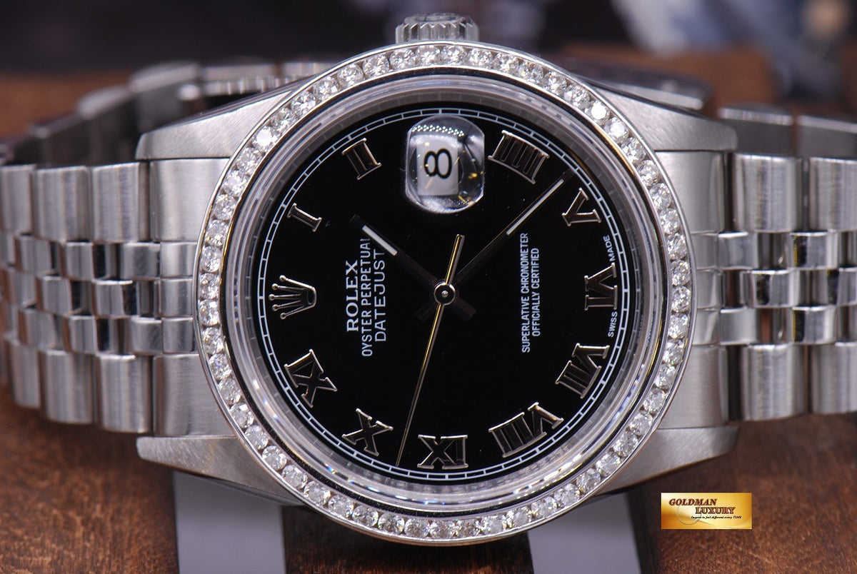 [SOLD] ROLEX OYSTER PERPETUAL DATEJUST DIAMOND BEZEL BLACK Ref : 16234 (NEAR MINT)