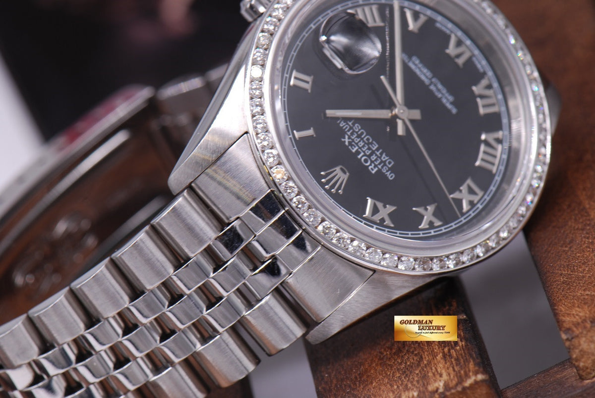 [SOLD] ROLEX OYSTER PERPETUAL DATEJUST DIAMOND BEZEL BLACK Ref : 16234 (NEAR MINT)