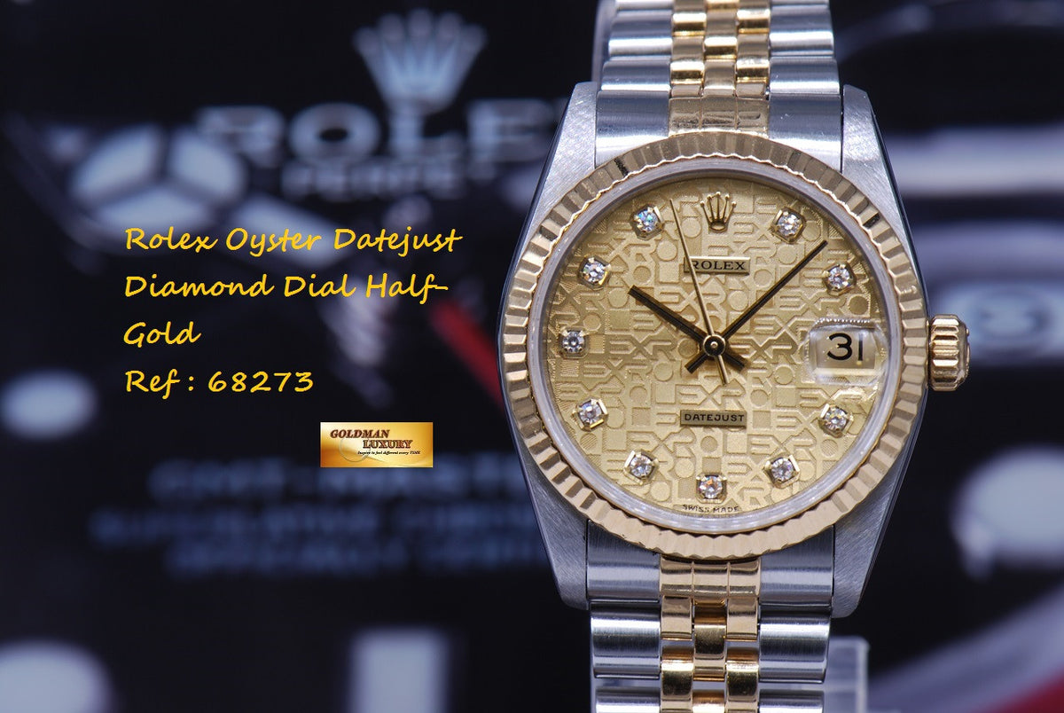 [SOLD] ROLEX OYSTER PERPETUAL DATEJUST 30mm HALF-GOLD DIAMOND DIAL Ref 68273 (NEAR MINT)