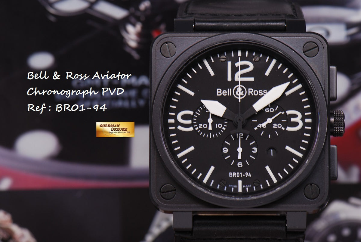[SOLD] BELL & ROSS AVIATOR CHRONOGRAPH PVD BR01-94 AUTOMATIC (NEAR MINT)