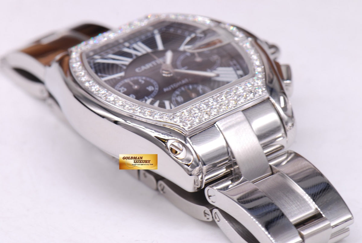 [SOLD] CARTIER ROADSTER MENS XL CHRONOGRAPH BLACK w/ CUSTOM DIAMONDS AUTOMATIC (MINT)