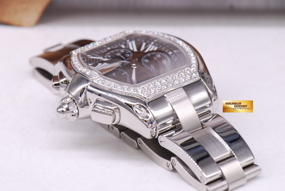 [SOLD] CARTIER ROADSTER MENS XL CHRONOGRAPH BLACK w/ CUSTOM DIAMONDS AUTOMATIC (MINT)