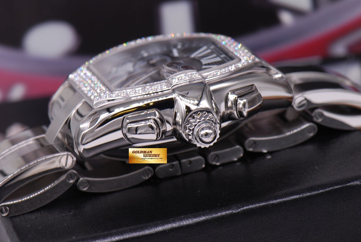 [SOLD] CARTIER ROADSTER MENS XL CHRONOGRAPH BLACK w/ CUSTOM DIAMONDS AUTOMATIC (MINT)