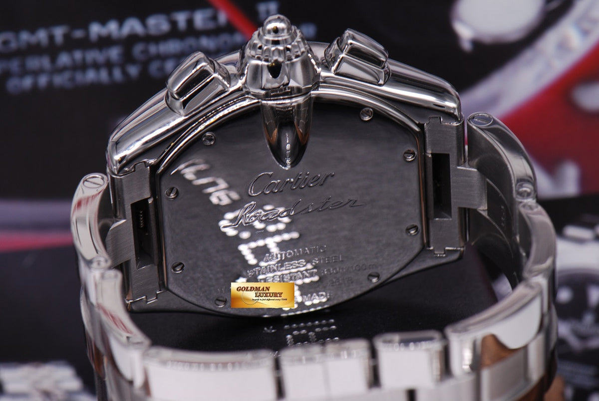 [SOLD] CARTIER ROADSTER MENS XL CHRONOGRAPH BLACK w/ CUSTOM DIAMONDS AUTOMATIC (MINT)