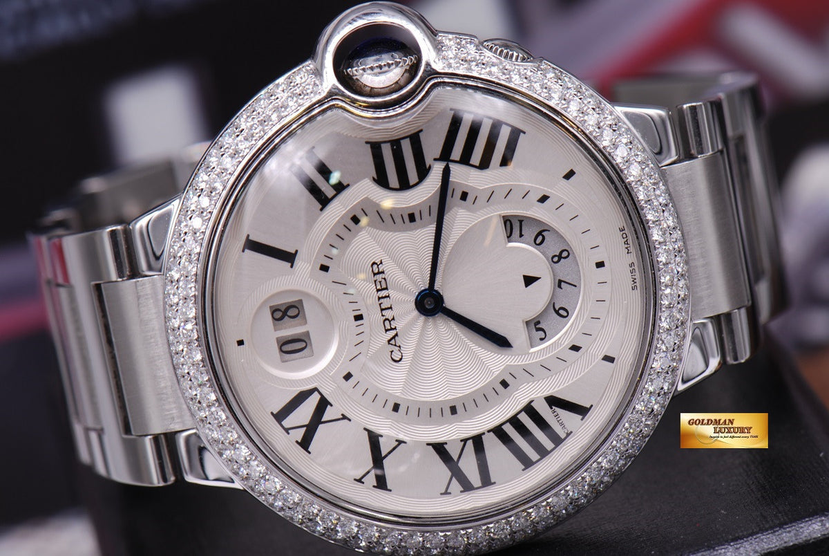 [SOLD] CARTIER BALLON BLEU GMT BIG DATE CUSTOM DIAMONDS QUARTZ (MINT)
