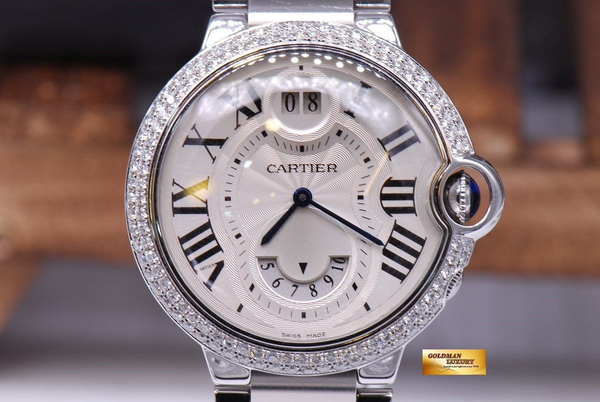 [SOLD] CARTIER BALLON BLEU GMT BIG DATE CUSTOM DIAMONDS QUARTZ (MINT)